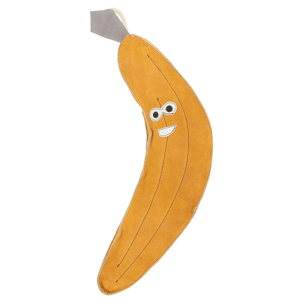 Bananformad mjukisdjur med leende ansikte